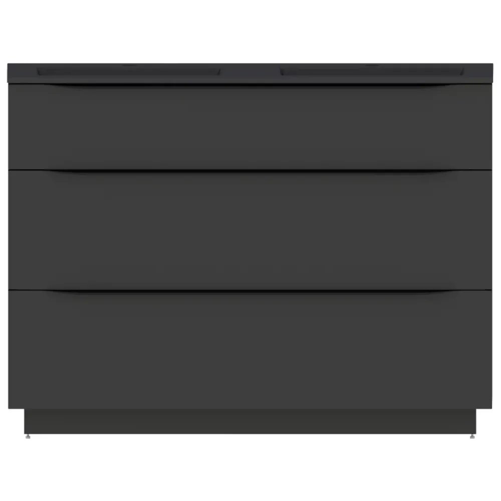 Meuble Buanderie| Meuble sous vasque à poser noir mat l.120 x H.88 x P.50 cm, Pamili