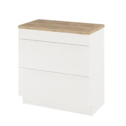 GoodHome Meuble sous vasque à poser blanc mat l.80 x H.82 x P.45 cm, Imandra
