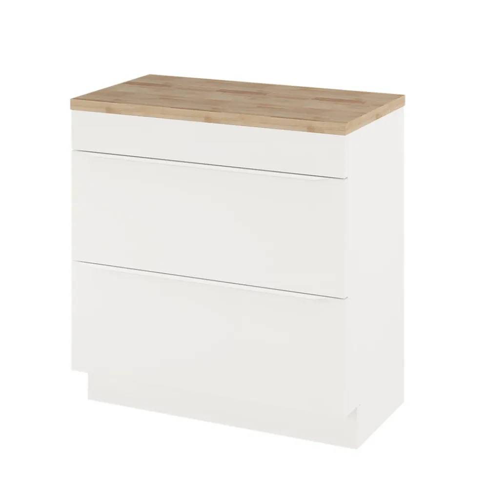 GoodHome Meuble sous vasque à poser blanc mat l.80 x H.82 x P.45 cm, Imandra
