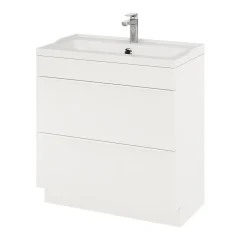 GoodHome Meuble sous vasque à poser blanc mat l.80 x H.82 x P.45 cm, Imandra