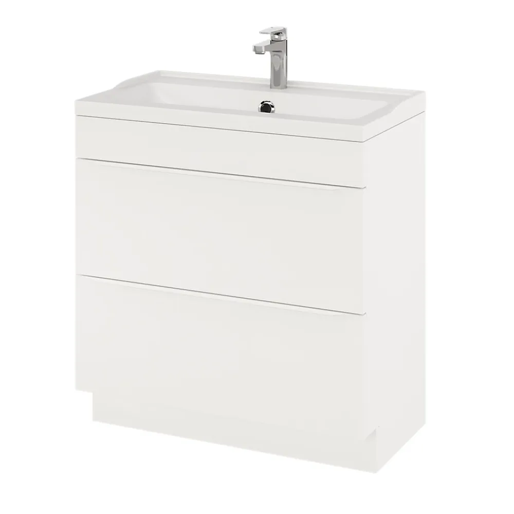 GoodHome Meuble sous vasque à poser blanc mat l.80 x H.82 x P.45 cm, Imandra