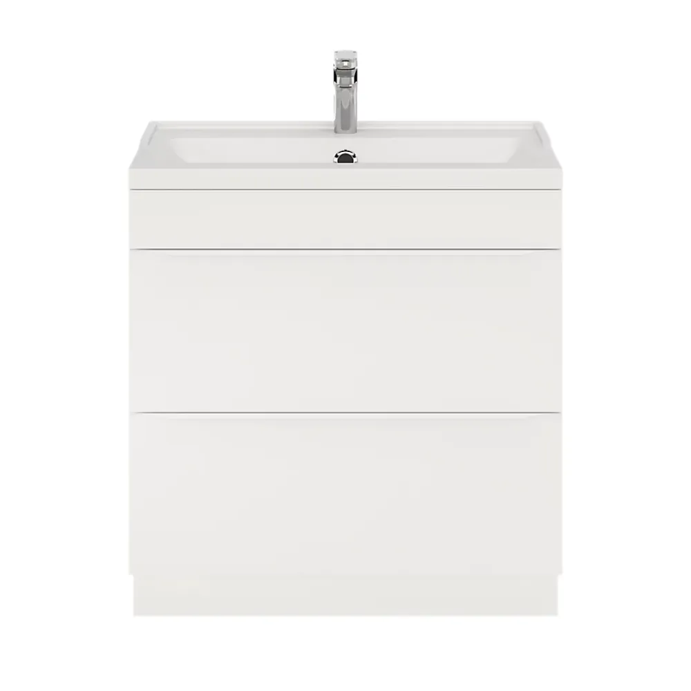 GoodHome Meuble sous vasque à poser blanc mat l.80 x H.82 x P.45 cm, Imandra