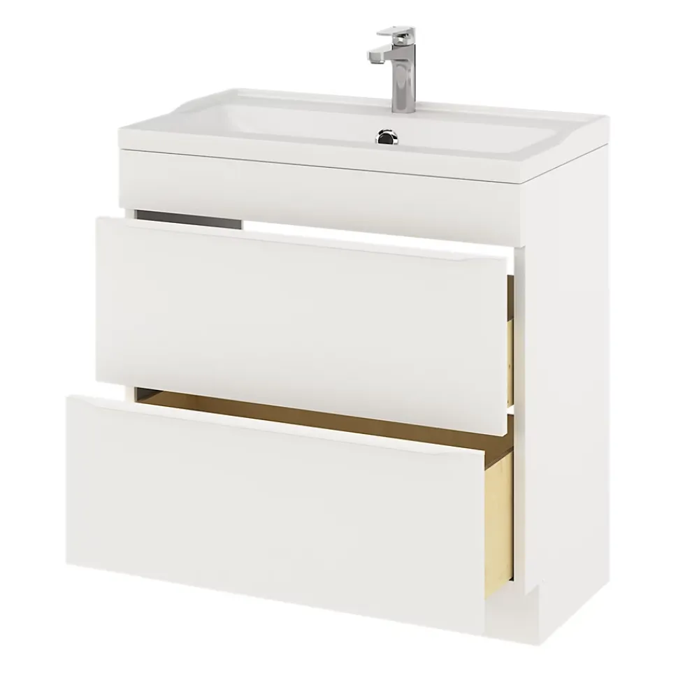 GoodHome Meuble sous vasque à poser blanc mat l.80 x H.82 x P.45 cm, Imandra