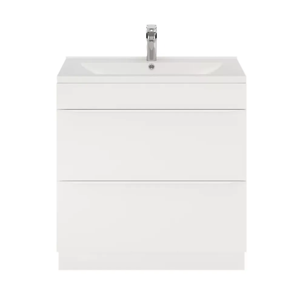 GoodHome Meuble sous vasque à poser blanc mat l.80 x H.82 x P.45 cm, Imandra