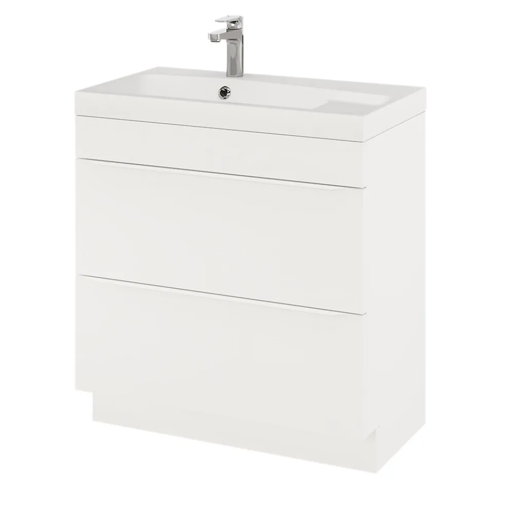 GoodHome Meuble sous vasque à poser blanc mat l.80 x H.82 x P.45 cm, Imandra