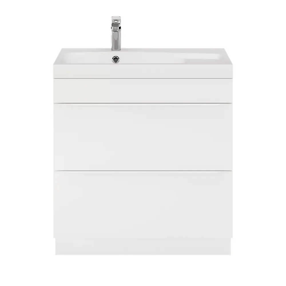 GoodHome Meuble sous vasque à poser blanc mat l.80 x H.82 x P.45 cm, Imandra