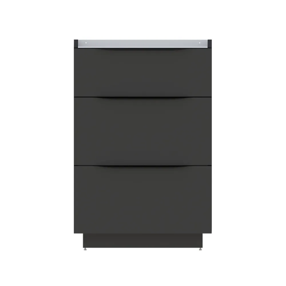 Meuble sous vasque à poser noir mat l.60 x H.88 x P.50 cm, Pamili
