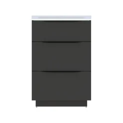 Meuble sous vasque à poser noir mat l.60 x H.88 x P.50 cm, Pamili