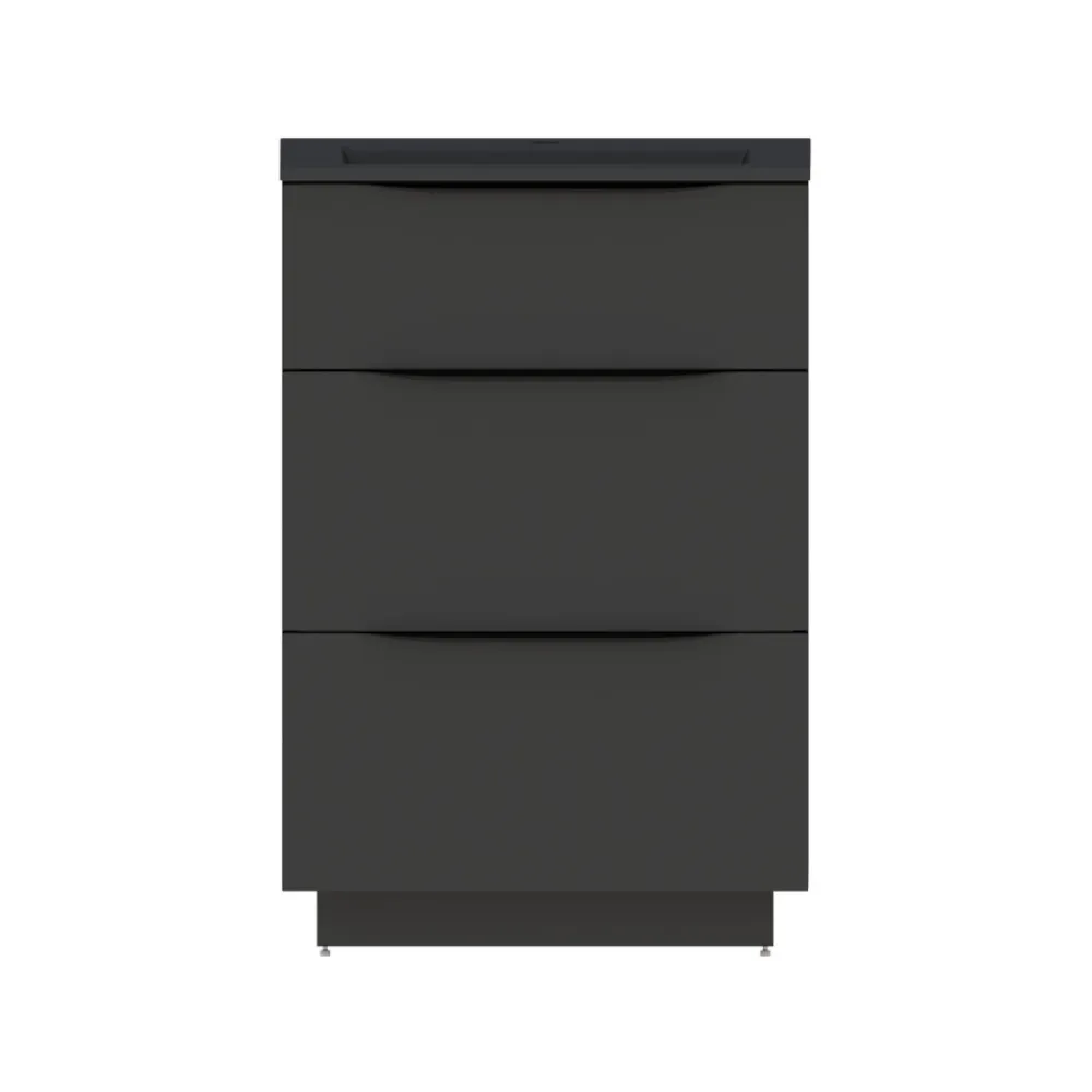 Meuble sous vasque à poser noir mat l.60 x H.88 x P.50 cm, Pamili