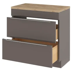 GoodHome Meuble sous vasque à poser gris taupe l.80 x H.82 x P.45 cm, Imandra