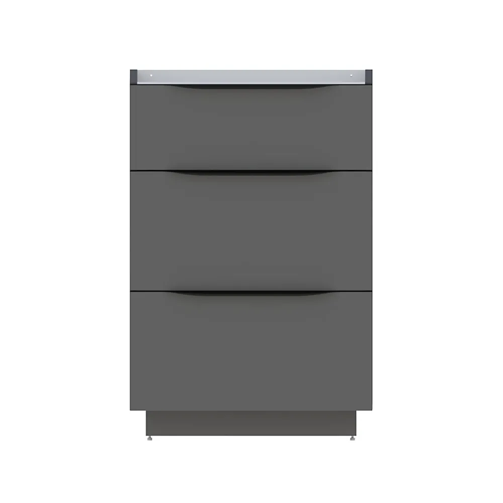 Meuble sous vasque à poser gris anthracite brillant l.60 x H.88 x P.50 cm, Pamili