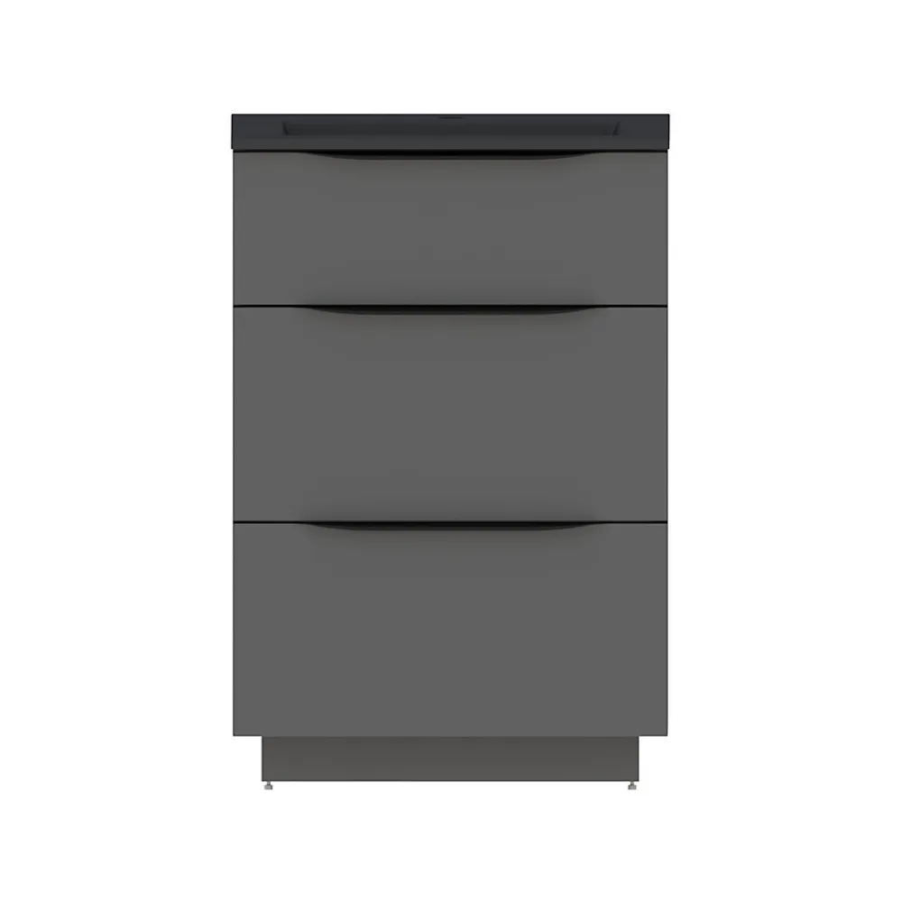 Meuble sous vasque à poser gris anthracite brillant l.60 x H.88 x P.50 cm, Pamili