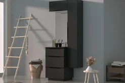 Meuble sous vasque à poser gris anthracite brillant l.60 x H.88 x P.50 cm, Pamili