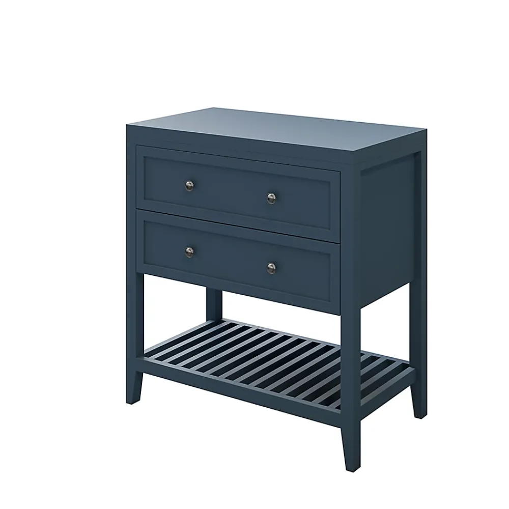Meuble Buanderie|Meuble Vasque|GoodHome Meuble sous vasque à poser 2 tiroirs 1 niche bleu mat l.80 cm + plan de toilette, Perma