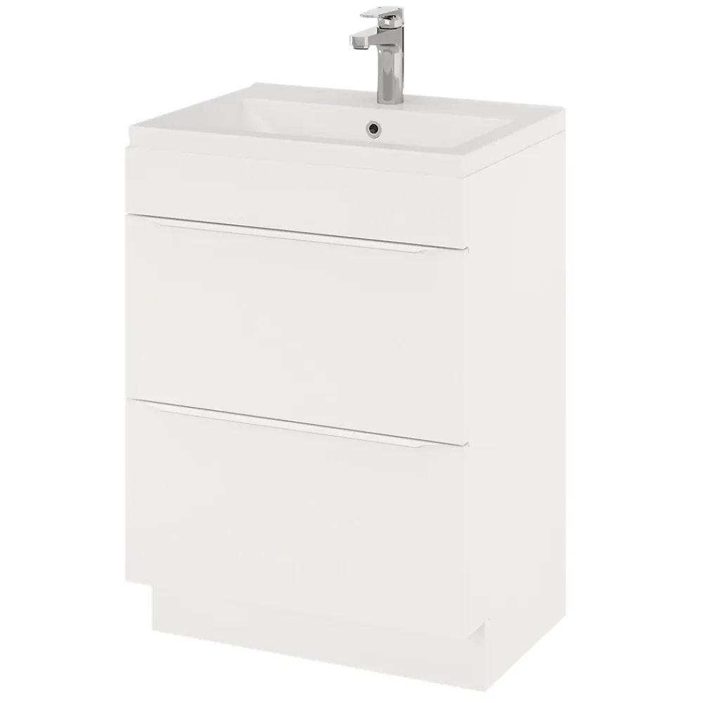 GoodHome Meuble sous vasque à poser blanc mat l.60 x H.82 x P.45 cm, Imandra