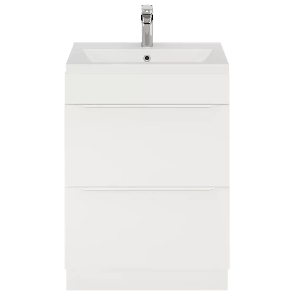 GoodHome Meuble sous vasque à poser blanc mat l.60 x H.82 x P.45 cm, Imandra