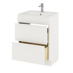 GoodHome Meuble sous vasque à poser blanc mat l.60 x H.82 x P.45 cm, Imandra