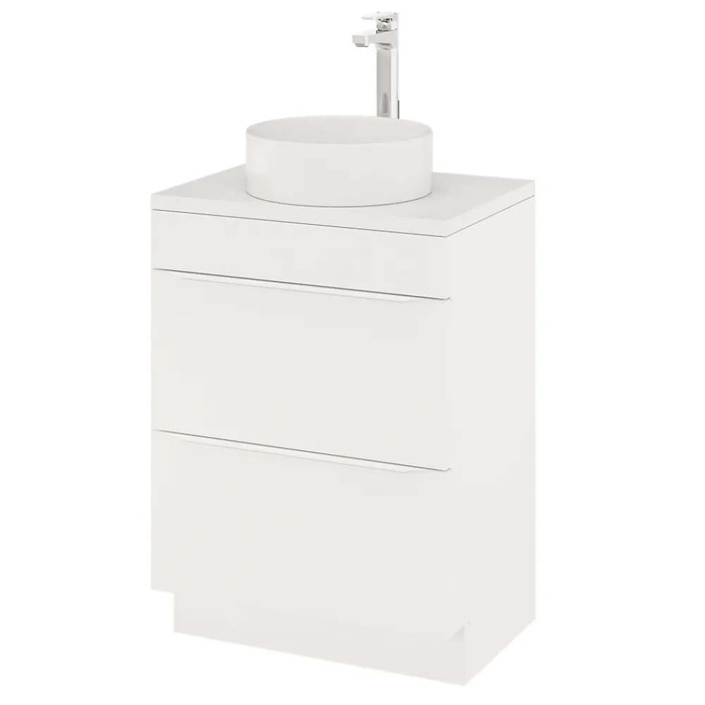 GoodHome Meuble sous vasque à poser blanc mat l.60 x H.82 x P.45 cm, Imandra