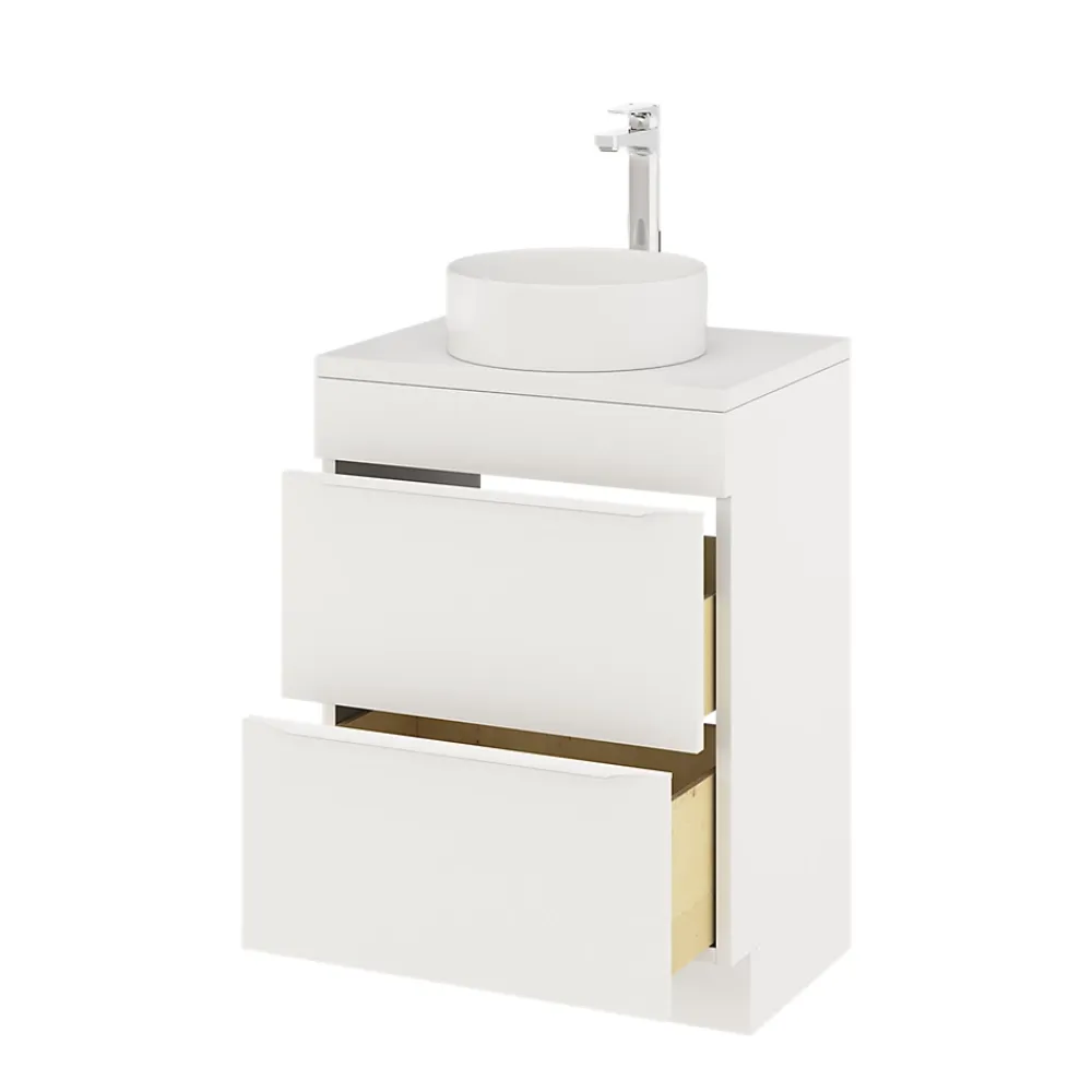 GoodHome Meuble sous vasque à poser blanc mat l.60 x H.82 x P.45 cm, Imandra