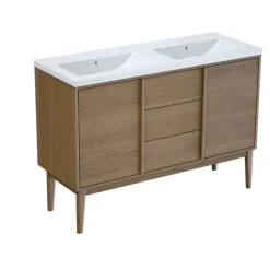 Meuble De Salle De Bains Faible Profondeur|GoodHome Meuble sous vasque à poser placage chêne H.82 x P.45 x l.120 cm Kabayan
