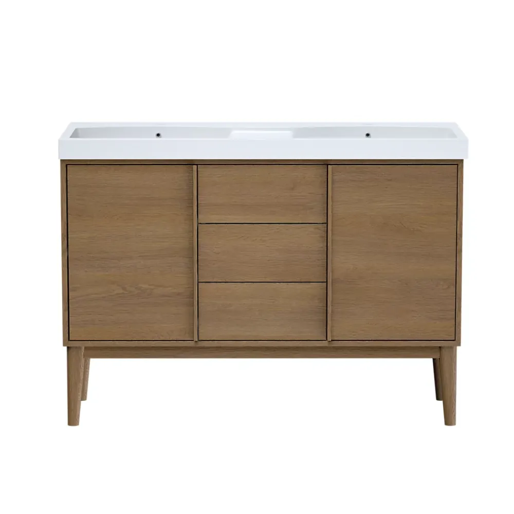 Meuble De Salle De Bains Faible Profondeur|GoodHome Meuble sous vasque à poser placage chêne H.82 x P.45 x l.120 cm Kabayan