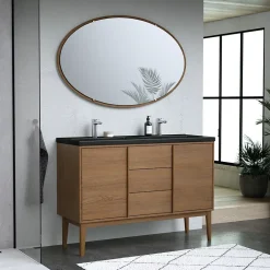 Meuble De Salle De Bains Faible Profondeur|GoodHome Meuble sous vasque à poser placage chêne H.82 x P.45 x l.120 cm Kabayan