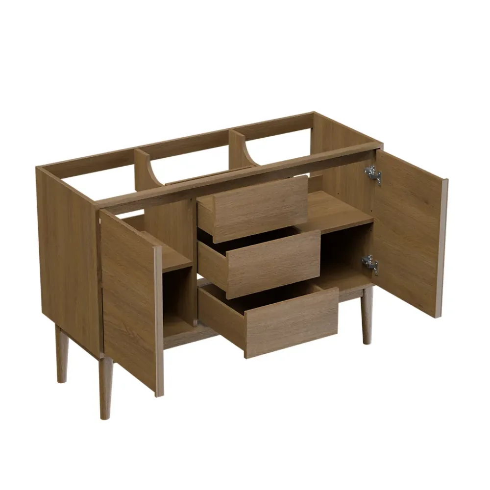 Meuble De Salle De Bains Faible Profondeur|GoodHome Meuble sous vasque à poser placage chêne H.82 x P.45 x l.120 cm Kabayan