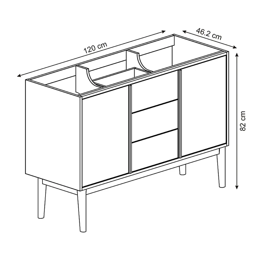 Meuble De Salle De Bains Faible Profondeur|GoodHome Meuble sous vasque à poser placage chêne H.82 x P.45 x l.120 cm Kabayan