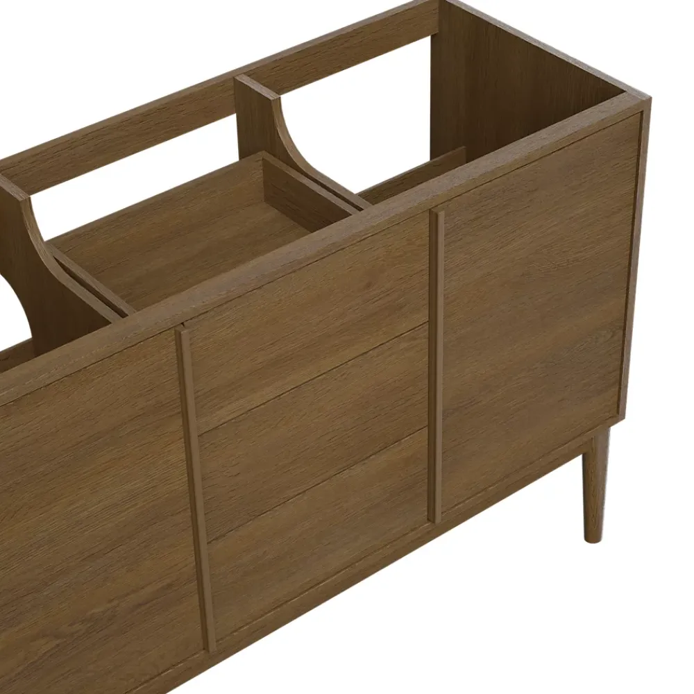 Meuble De Salle De Bains Faible Profondeur|GoodHome Meuble sous vasque à poser placage chêne H.82 x P.45 x l.120 cm Kabayan