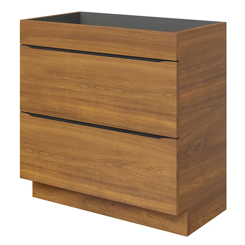 GoodHome Meuble sous vasque à poser effet noyer l.80 x H.82 x P.45 cm, Imandra