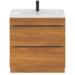 GoodHome Meuble sous vasque à poser effet noyer l.80 x H.82 x P.45 cm, Imandra