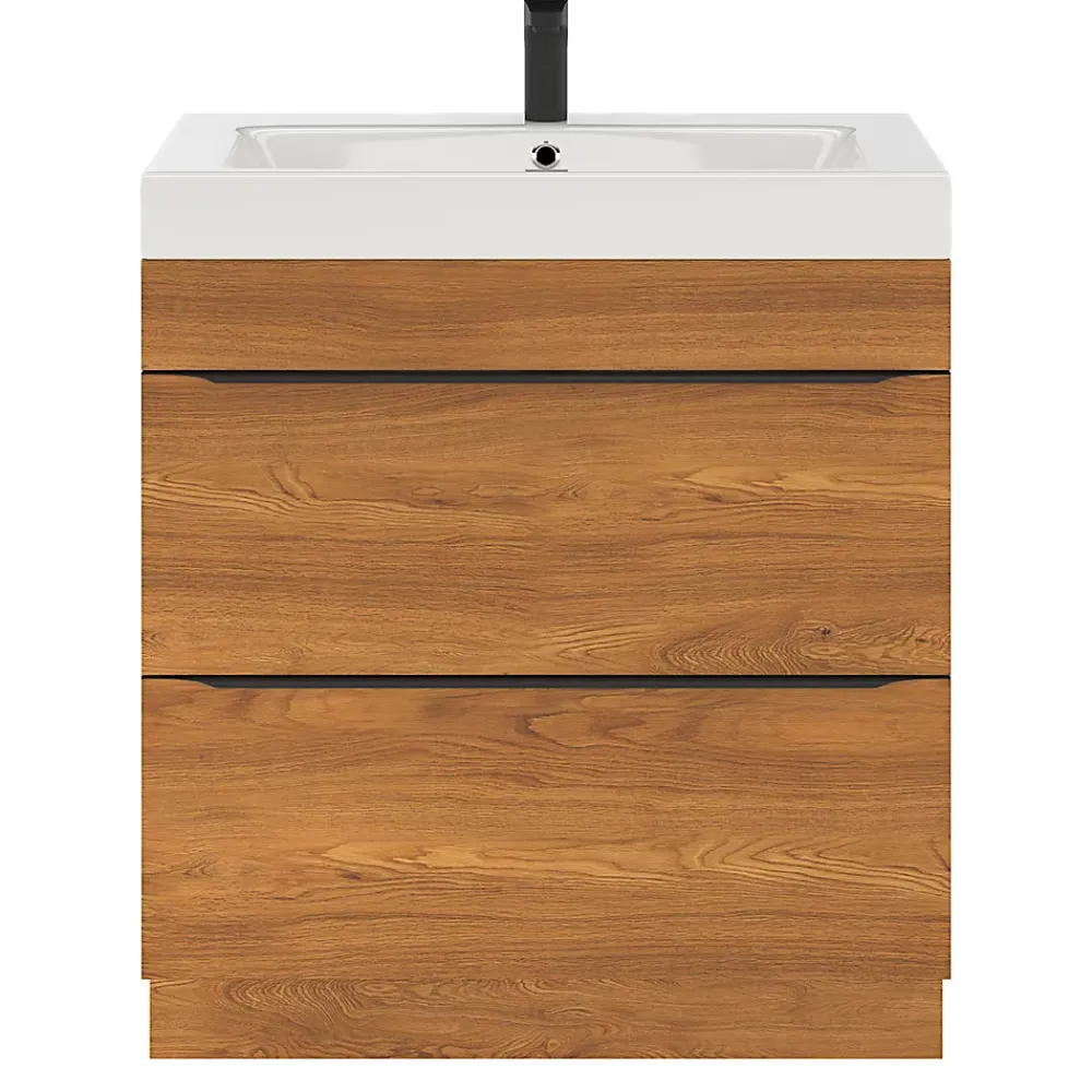 GoodHome Meuble sous vasque à poser effet noyer l.80 x H.82 x P.45 cm, Imandra