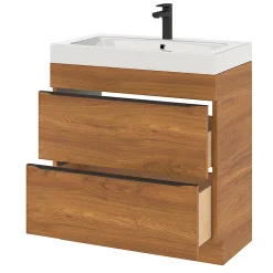 GoodHome Meuble sous vasque à poser effet noyer l.80 x H.82 x P.45 cm, Imandra