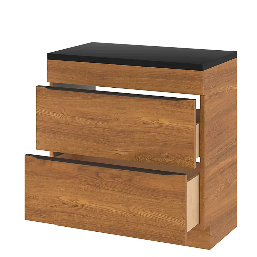 GoodHome Meuble sous vasque à poser effet noyer l.80 x H.82 x P.45 cm, Imandra