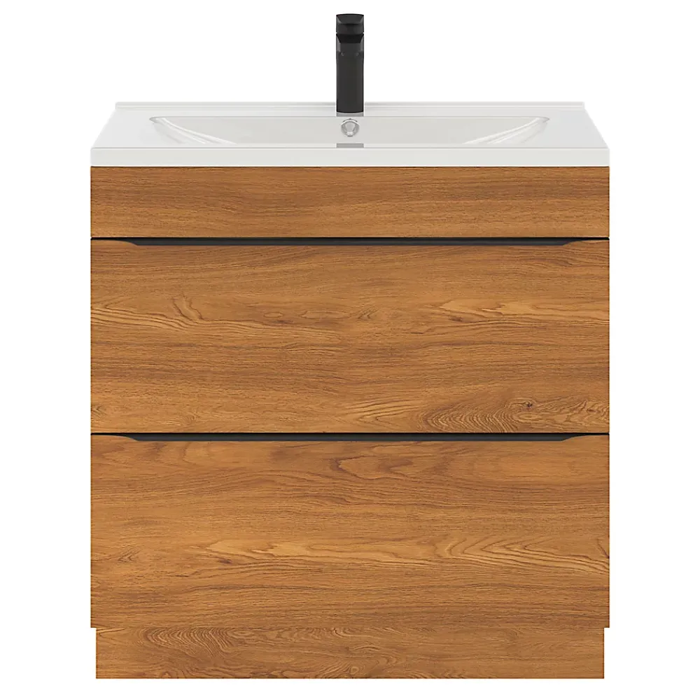 GoodHome Meuble sous vasque à poser effet noyer l.80 x H.82 x P.45 cm, Imandra