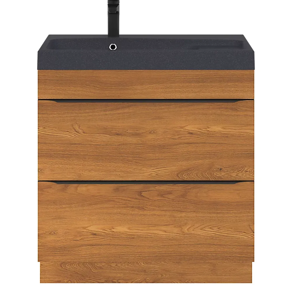 GoodHome Meuble sous vasque à poser effet noyer l.80 x H.82 x P.45 cm, Imandra