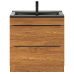GoodHome Meuble sous vasque à poser effet noyer l.80 x H.82 x P.45 cm, Imandra