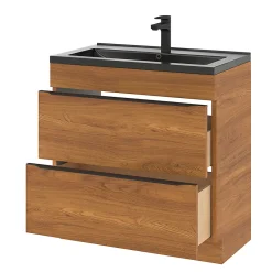 GoodHome Meuble sous vasque à poser effet noyer l.80 x H.82 x P.45 cm, Imandra