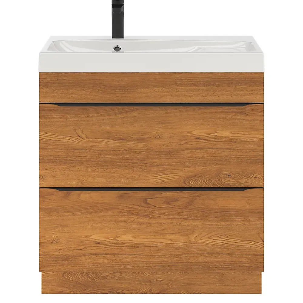 GoodHome Meuble sous vasque à poser effet noyer l.80 x H.82 x P.45 cm, Imandra