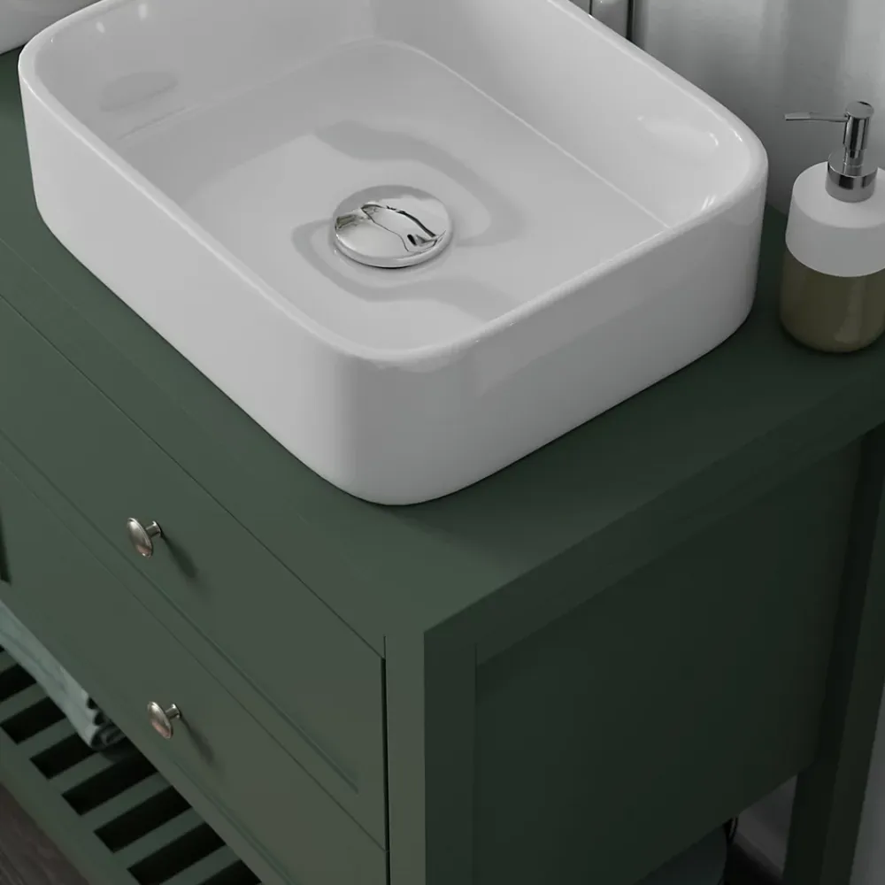 Meuble Buanderie|GoodHome Meuble sous vasque à poser l.120 cm vert + plan de toilette, Perma