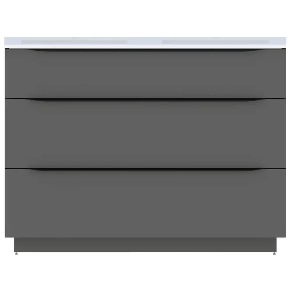 Meuble sous vasque à poser gris anthracite l.120 x H.88 x P.50 cm, Pamili