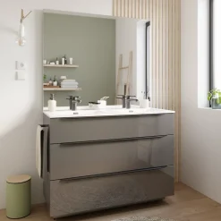 Meuble sous vasque à poser gris anthracite l.120 x H.88 x P.50 cm, Pamili