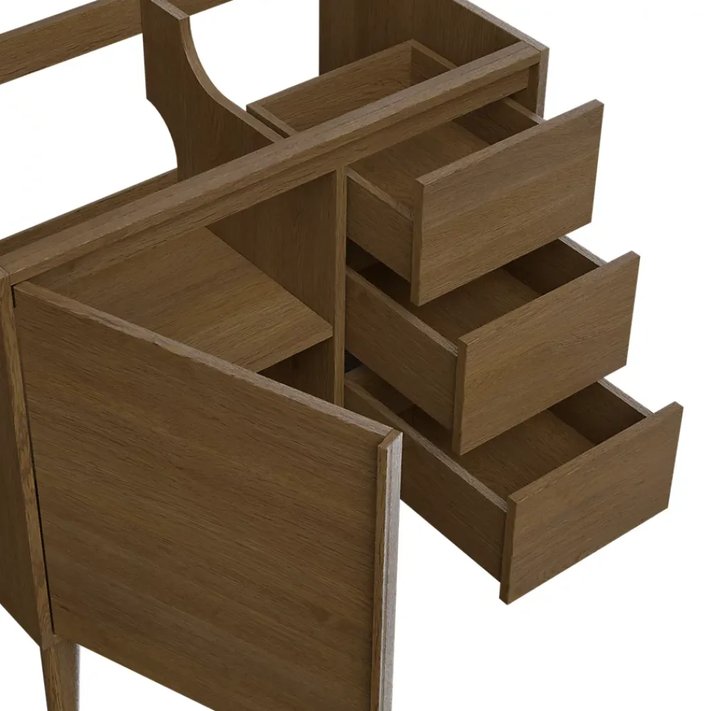 GoodHome Meuble sous vasque à poser placage chêne H.82 x P.45 x l.80 cm Kabayan