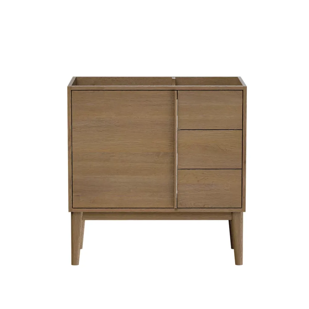 GoodHome Meuble sous vasque à poser placage chêne H.82 x P.45 x l.80 cm Kabayan