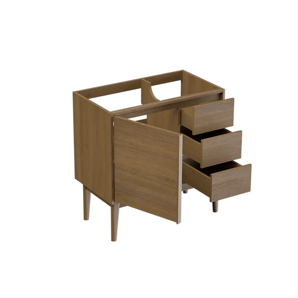 GoodHome Meuble sous vasque à poser placage chêne H.82 x P.45 x l.80 cm Kabayan