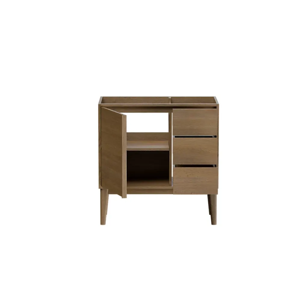 GoodHome Meuble sous vasque à poser placage chêne H.82 x P.45 x l.80 cm Kabayan