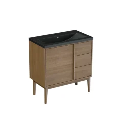 GoodHome Meuble sous vasque à poser placage chêne H.82 x P.45 x l.80 cm Kabayan