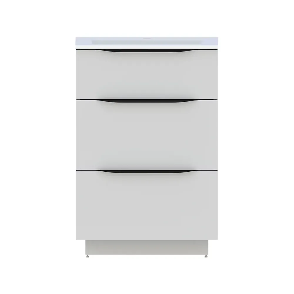 Meuble Buanderie| Meuble sous vasque à poser blanc mat l.60 x H.88 x P.50 cm, Pamili