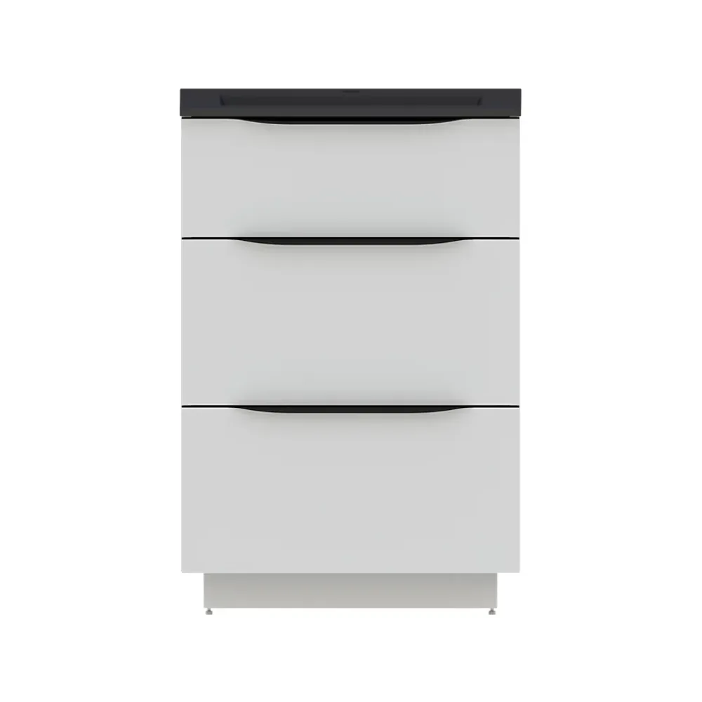 Meuble Buanderie| Meuble sous vasque à poser blanc mat l.60 x H.88 x P.50 cm, Pamili