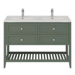 GoodHome Meuble sous vasque à poser l.120 cm vert + plan double vasque Lana, Perma